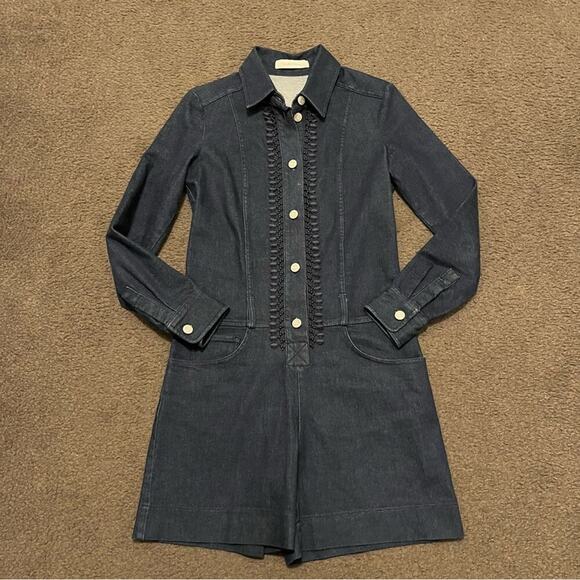 See By Chloe Denim Long Sleeve Jumpsuit Romper - Picture 2 of 8